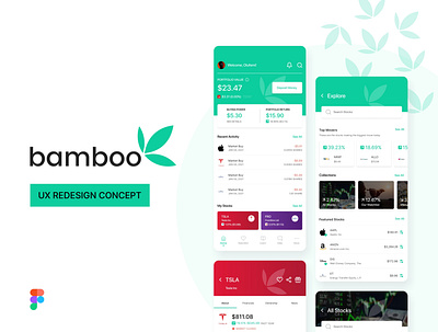 App Redesign: Bamboo: Invest. Trade. Earn. creative design design figma logo mobile app design mobile ui product design ui ui design uiux