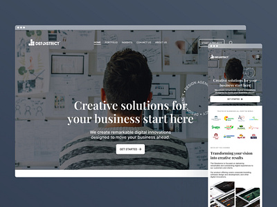 Landing Page For Design Agency creative design landing page design mobile app design ui design uiux web design