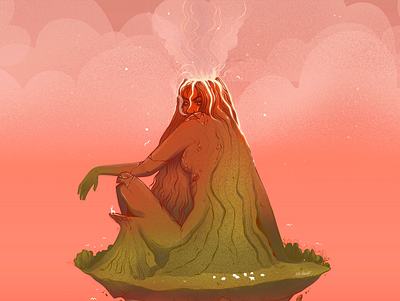 Volcano ana bidault art artist artwork character illustration concept art illustration illustration digital mother nature nature procreate procreate illustration volcano woman