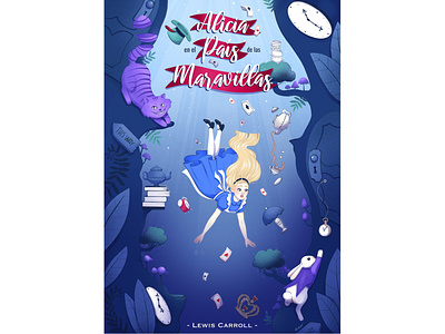 Alice in Wonderland book cover illustration