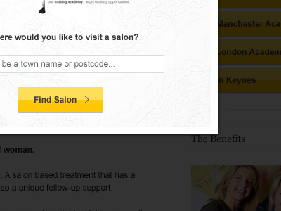 Find a salon @coolpink button design lightbox topography ui web website