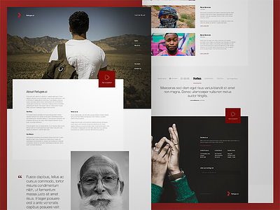 Refugee About page ai beard hands mobile red refugee ui ux web website