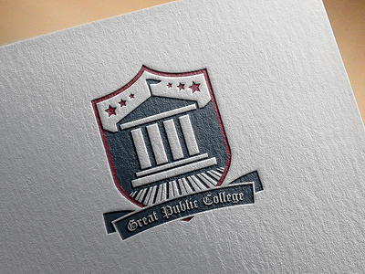 Letterpress logo branding college logo navy retro school university