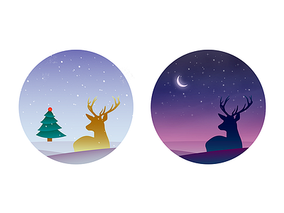 Happy holiday, deer friends! christmas deer holiday moon night snow tree