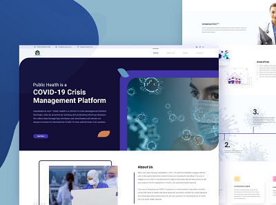 COVID-19 Management Platform Website Landing Page UI Design app design design flat graphic design illustration ui ux web webdesign website