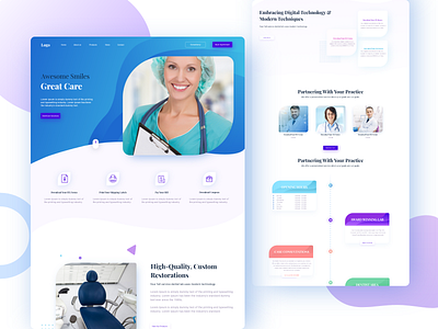 Dental Landing Page Website UI Design app app design branding design graphic design illustration typography ui ux web website