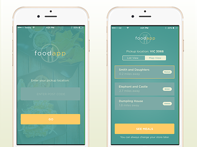 Food App UI debut flat design ios app iphone minimal
