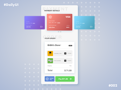 DailyUI #002 - Credit Card Checkout app design ui