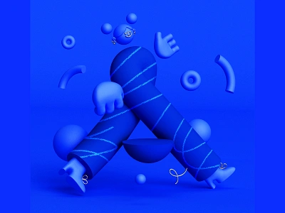 A🔹 36daysoftype 36daysoftype a 36daysoftype07 3dcharacter 3dcharacterdesign 3dillustration c4d character character design cobalt confetti geometric geometry minimal monochromatic wave