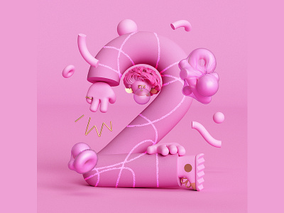 2 🎀 36daysoftype 36daysoftype 2 36daysoftype07 3dcharacterdesign 3dcharacterillustration bubblegum c4d character character design colorful confetti geometric geometry illustration minimal pink pink bubblegum