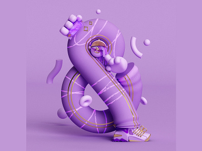 & 🔮 36daysoftype 36daysoftype07 3dcharacterdesign 3dcharacterillustration ampersand and c4d character character design confetti dadsneakers geometric geometry illustration minimal selfie