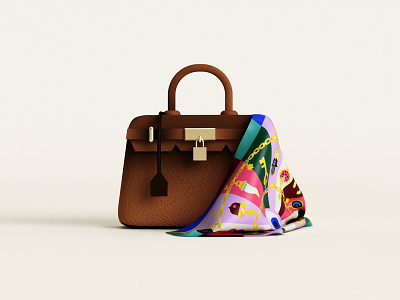 👜 3dillustration bag birkin birkinbag c4d fashion geometric geometry hermes birkin illustration minimal silk scarf