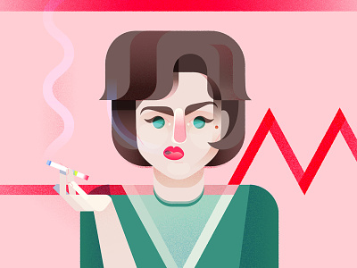Audrey Horne audrey horne cigarette davidlynch flat design lipstick pink portrait theowlsarenotwhattheyseem twin peaks twinpeaks2017 vector vector illustration