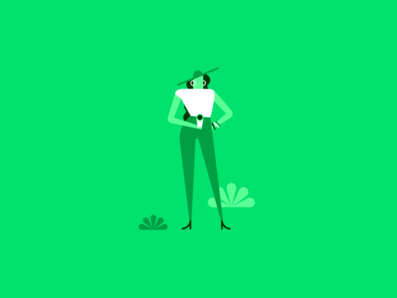 Tiny character exploration character character design green hat plants woman