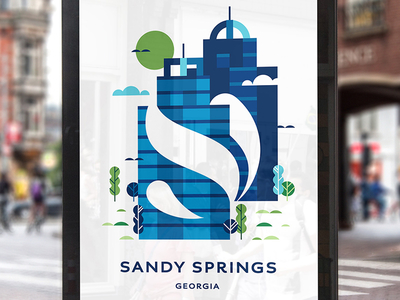 Sandy Springs · Visual identity illustrations branding illustration buildings city city branding city life geometric lifestyle negative space sandy springs visual identity