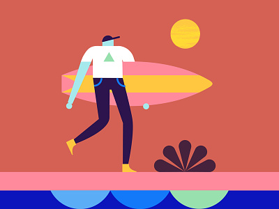 🏄‍♀️ bush character character design exercise healthy man sea superfoods surf surf board surfer waves
