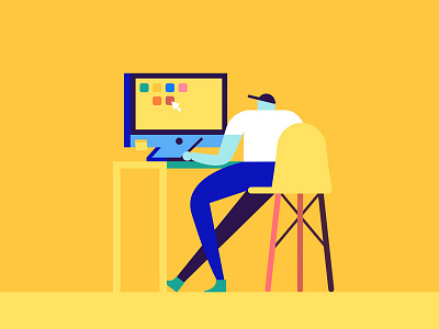 🖥️ character character design computer designer desktop working working guy yellow
