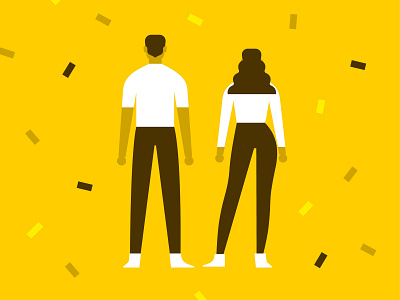 📒 [Back] character design charcter confetti man people person woman yellow