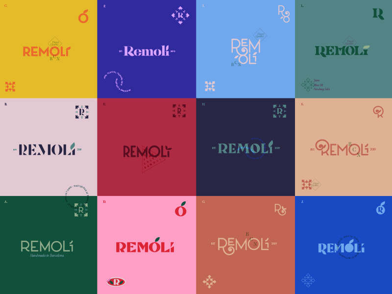Logos "à gogo" type mark lettering custom font typography color logotype logos logo branding identity color palette colorful minimal geometry geometric
