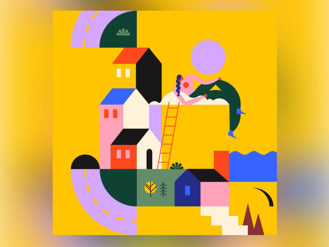 C 36daysoftype 36daysoftype-c building building blocks buildingblocks character character design daydreaming geometric geometry illustration minimal road