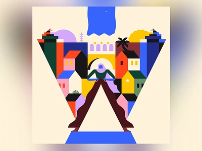 W 36daysoftype 36daysoftype w building building blocks character character design city feminist geometric geometry girl power hijab minimal woman woman illustration