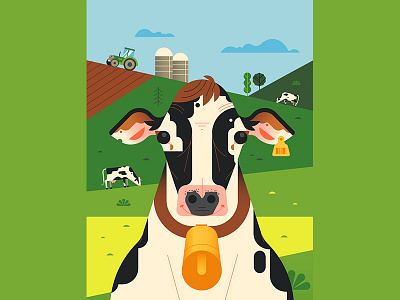 🐄 animals cow cowbell farm farming field geometric geometry milk minimal nature