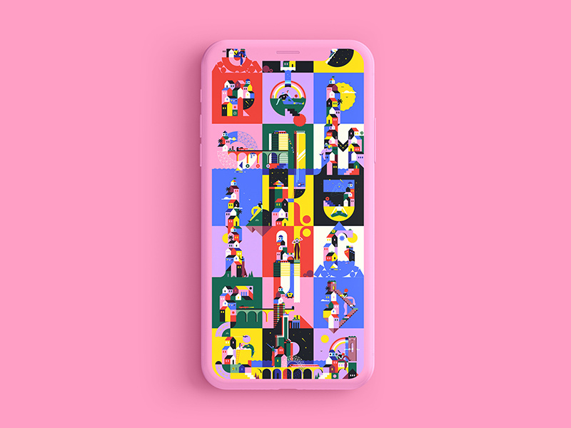 36 Days of type + Adobe building blocks colors vivid colors vector character design pink 36daysoftype geometry minimal geometric