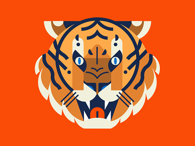 🐯 animal big cats feline fierce geometric geometry illustration minimal roar tiger vector wild