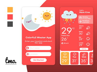 Colorful Weather App adobe xd app design design ui ui design ui kit uidesign xd xd design xd ui kit