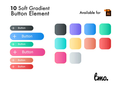 Soft Gradient Button Element button design buttons illustration ui ui design ui kit uidesign