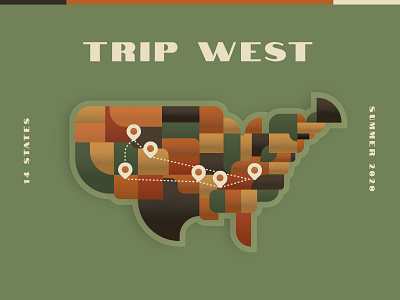 Going West design illustration map
