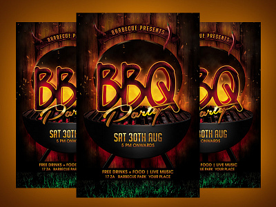 BBQ Party Flyer Template backyard barbecue bbq bbq flyer bbq party chill cocktail coockout flyer grill party template