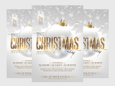 White Christmas Party Flyer Template