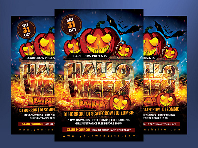 Funky Halloween Party Flyer Template beer cosplay costume party dj evil flyer design flyer template fun funky halloween halloween bash halloween flyer halloween party music night party flyer nightclub party flyer psd template pumpkin