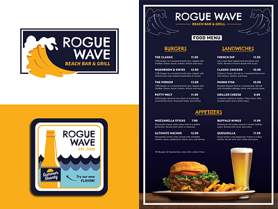 Rogue Wave - Beach Bar & Grill - branding design illustration logo logo design