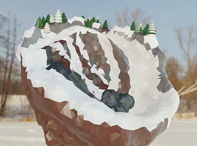 Snowy Mountain 3d blender3d lowpoly modeling visual art winter