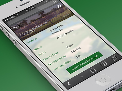 Golf Course Matchup App app golf mobile web