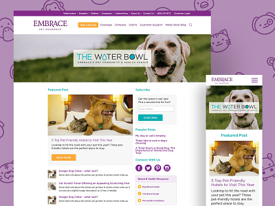 Pet Insurance Blog animals blog cat desktop dog insurance mobile pet sketch sketchapp ui ux