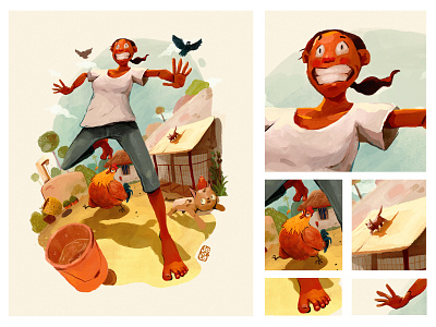 Rooster and Me artwork character design concept art concept design design digital art digital illustration digital painting illustration people illustration