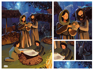 Christmas Nativity Illustration art artwork childrens illustration christmas christmas party concept art concept design design digital illustration digital painting illustration lights people illustration story illustration