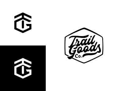 TRAIL GOODS CO. apparel clothing dirt bike eye catching graphic design hand lettering initials logo logo logo design monogram monogram logo simple logo trail typography