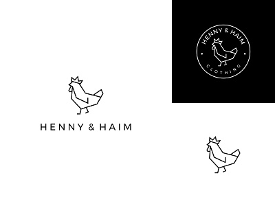HENNY & HAIM apparel baby chick chicken children clothing crown geometric graphic design hen icon line art logo design simple logo