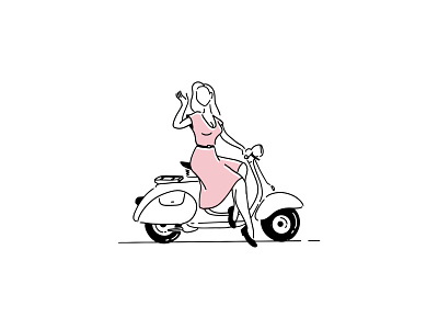 Ciao Bella classic design eye catching graphic design icon illustration line art logo design pin up girl scooter simple logo vector vespa vintage
