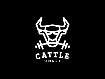 CATTLESTRENGH bull fitness geometic graphic design gym logo illustration line art logo design strength vector