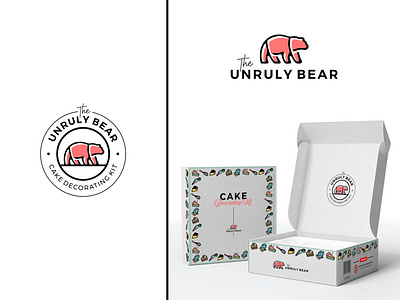 THE UNRULY BEAR bear cake colorful eye catching geometric graphic design icon illustration line art logo design packaging design vector