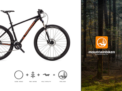 MOUNTAINBIKEN drawing graphic design hills logo design montain mountain bike pine tree simple logo smart logo tree vector