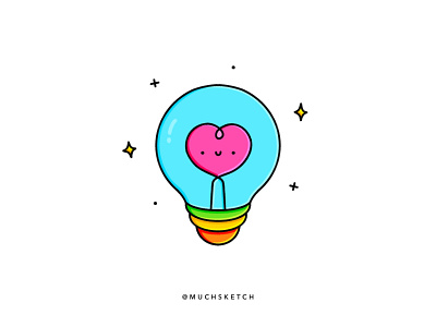 Love and light 💛✨ bulb character character design color heart heart logo illustration illustrator kawaii light light bulb lights line art line work lineart love love is love procreate valentines day valentinesday