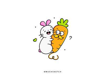 Some bunny loves you 🐰🥕 bunnies bunny carrot carrots character character design characterdesign cute animal cute fun funny dtiys expression happiness happy hug illustration illustrator love orange procreate rabbit