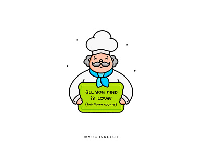 All you need is ❤️ + 🍪 baker character character design chef chef hat cookie drawing encouragement food pun hand lettering handlettering illustration illustrator lettering love motivation positive positive vibes procreate pun illustration