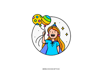 Party celebrations 🎉🎈🥳 art challenge balloon celebrate character design color color palette colorful cute art draw this in your style dtiys girl character girl illustration hairstyle illustration illustrator party party hat pride procreate rainbow